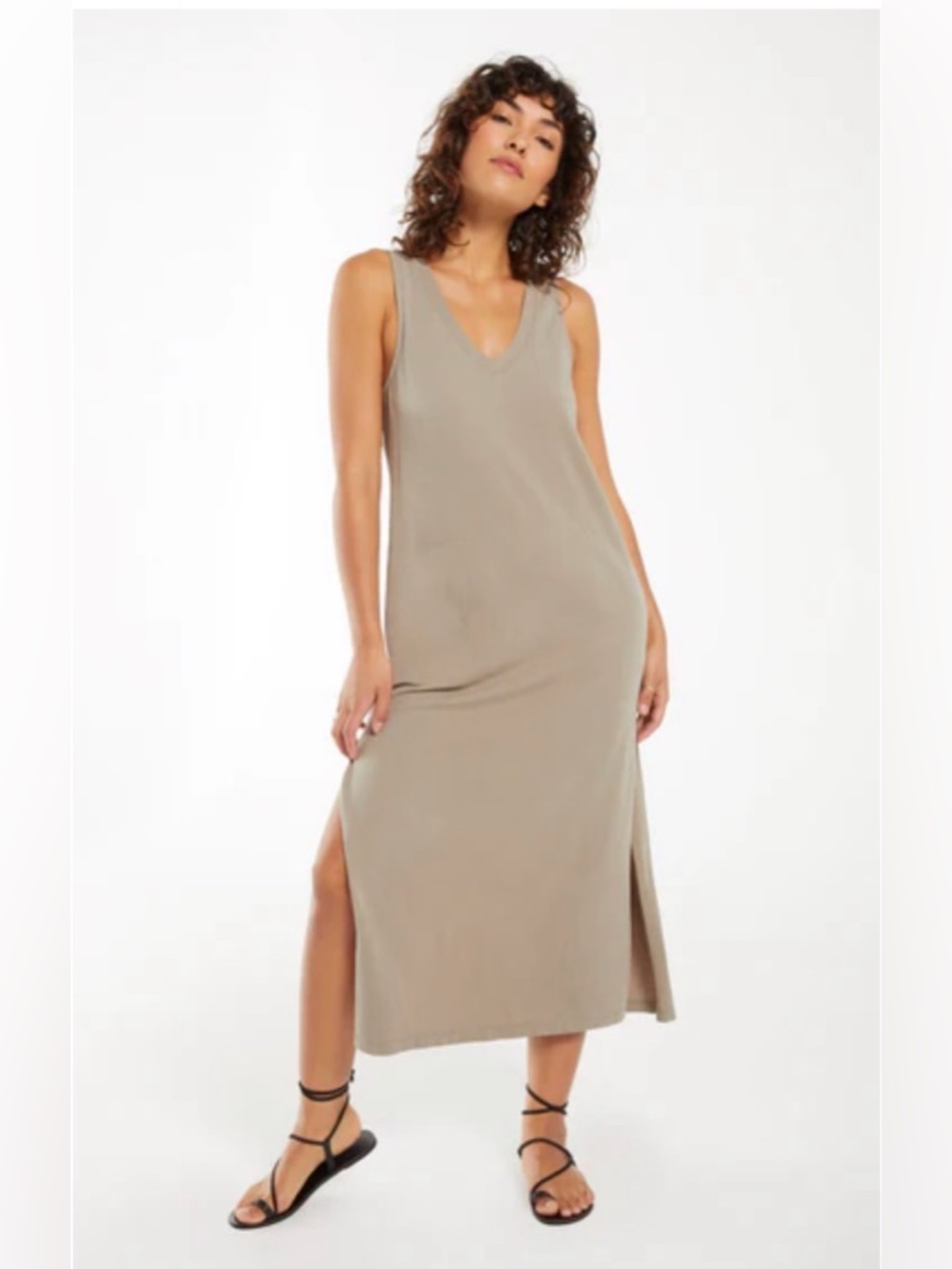 Z Supply Kinley Cotton Jersey Midi Dress with Pockets | Size Small